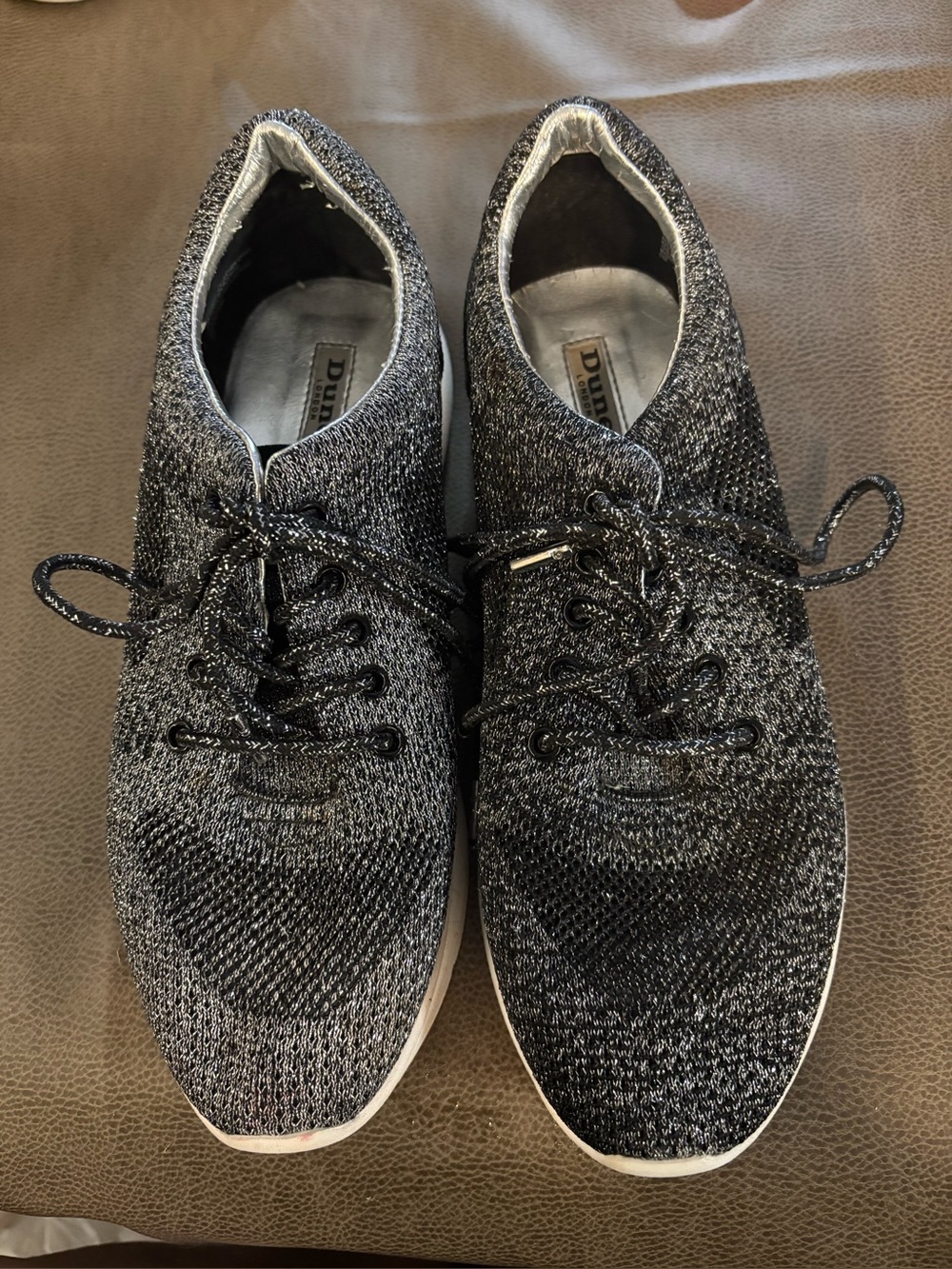 Dune London Women's Black & Gray Knit Lace-Up Sneakers